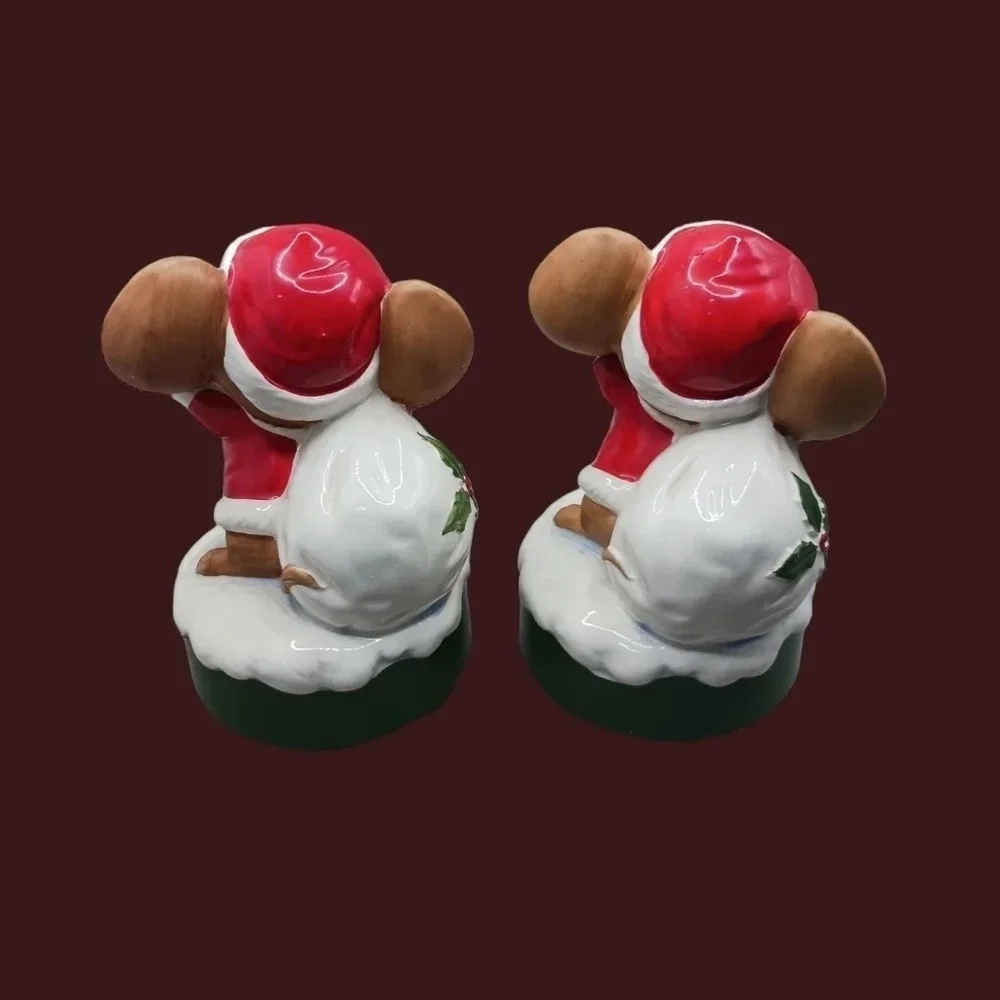 Vtg christmas mice santa musical play set of 2